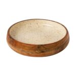 PRESTIGE WOOD MANGO ENAMEL COATING BOWL 30X6CM WHITE GOLD SPOTS GTSA