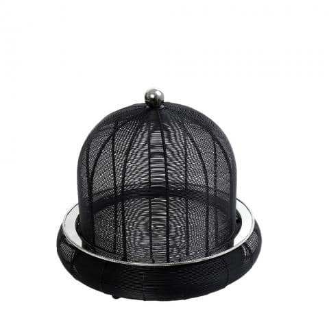 BUF-ESP-TAF109.jpg BY ORDER BUFFET DISH PLATTER WITH DOME INOX WIRED 35X32CM BLACK ESPIEL - Image 1