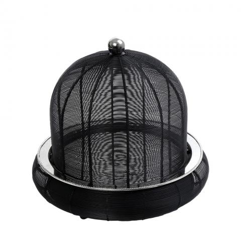 BUF-ESP-TAF110.jpg BY ORDER BUFFET DISH PLATTER WITH DOME INOX WIRED 35X41CM BLACK ESPIEL - Image 1