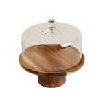 BY ORDER CAKE STAND WOOD WITH COVER GLASS 23.5CM GTSA