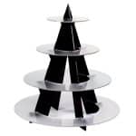 BUFFET PLEXIGLAS DISPLAY 4TIER ROUND 56X62CM WHITE/BLACK  MARTELLATO