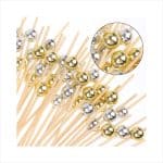 BAMBOO PICK GOLD SILVER SHINNY BALL 12CM 1X100 - Image 2