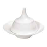 BY ORDER - SIDERS IVORY PORCELAIN DEEP PLATE WITH DOME CLOCHE 18X13CM ESPIEL