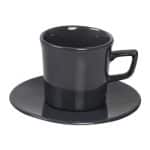 ESSENTIALS PORCELAIN CUP AND SAUCER 10CL BLACK ESPIEL