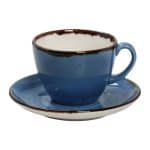 VINTAGE TERRA BLUE CUP AND SAUCER CAPUCCINO 22CL ESPIEL