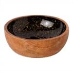 PRESTIGE WOOD MANGO ENAMEL COATING BOWL 10X4CM BLACK GOLD SPOTS GTSA