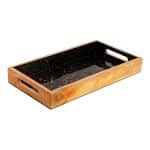 PRESTIGE WOOD MANGO ENAMEL COATING RECTANGULAR TRAY 40X22CM BLACK GOLD SPOTS GTSA