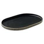 BY ORDER NARA RELIEF BLACK AND WHITE PLATTER OVAL COUP 30X20X2.4CM PLAYGROUND