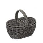RATTAN BASKET GREY MINI PICNIC OVAL WITH HANDLE 22X15X19CM ESPIEL