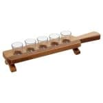 DISCONTINUED - BEECH TRAY WITH 5 SHOTS 4CL 42X8CM ESPIEL