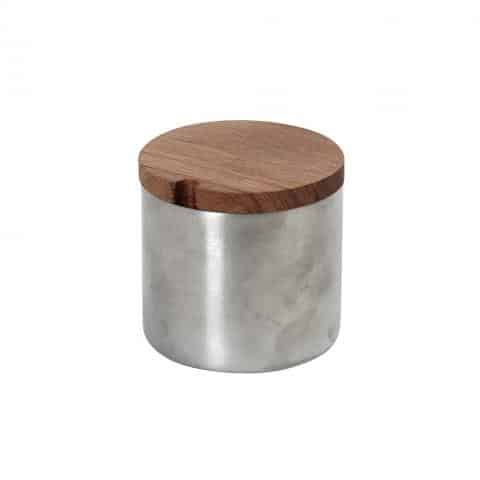 TAB-ESP-SUT109.jpg SALT OR HERBS JAR 7X7CM INOX WITH WOOD COVER ESPIEL - Image 1