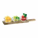 WOOD WITH HANDLE DIP SET WITH 3 GLASS BOWL 14CL GTSA