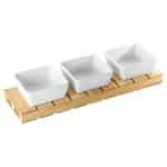 WOOD / CERAMIC TASTING DESSERT SET 35X11X2CM -  4PCS PADERNO