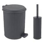 DOMESTIC BATHROOM NOSTALGIA SET PLASTIC PEDAL BIN 5L WITH TOILET BRUSH COLOR BLACK VIOSARP