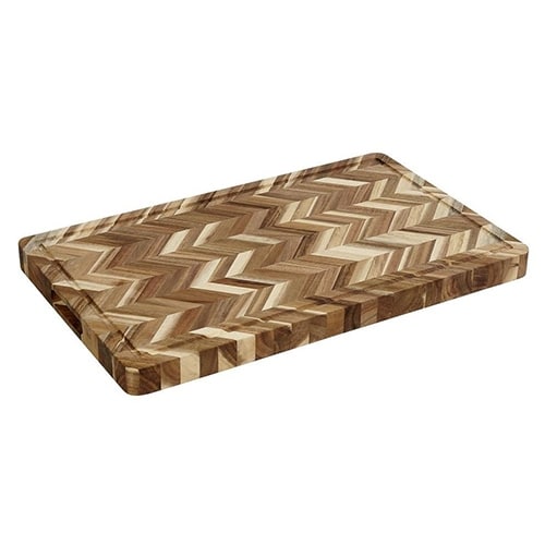 BUF-ESP-XYX102.jpg ACACIA ZIG-ZAG WOOD RECTANGULAR WITH GROOVE 1/1 53X32.5X3.5CM ESPIEL - Image 1