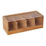 BAMBOO BOX 4 COMPARTMENTS WITH WINDOW ACRYLIC 29X10X13CM ESPIEL