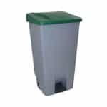 GARBAGE PEDAL BIN WITH WHEELS 120L 51X42.5X87.5CM GREEN LID SPAIN