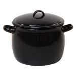 BY ORDER ENAMELLED ROUND POT WITH LID TWO HANDLES 16CM GARCIMA SPAIN