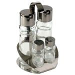 NEW OIL VINEGAR SALT PEPPER TOOTHPICK ROUND HOOK BASE S/S MAK