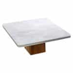 PLATTER SQUARE MARBLE WHITE FOOTED ACACIA STAND 30X11CM ESPIEL