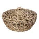BUFFET RATTAN BASKET ROUND WITH LID BEIGE 28X18CM ESPIEL