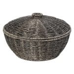 BUFFET RATTAN BASKET ROUND WITH LID GREY 28X18CM ESPIEL