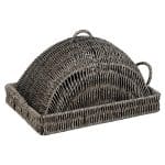 BUFFET RATTAN TRAY RECTANGULAR WITH LID GREY 34X24X18CM ESPIEL