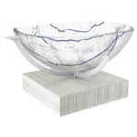 BUFFET FOOTED BOWL CENTERPIECE COLOR MARBLE VEINS COBALT - BY ORDER