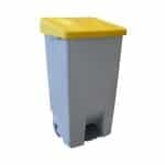 GARBAGE PEDAL BIN WITH WHEELS 120L 51X42.5X87.5CM YELLOW LID SPAIN