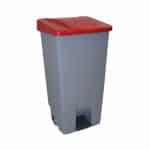GARBAGE PEDAL BIN WITH WHEELS 120L 51X42.5X87.5CM RED LID SPAIN