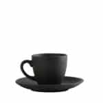 DISCONTINUED 2025 GOBI SAND STONEWARE CUP AND SAUCER 8CL BLACK ESPIEL