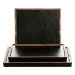 MELAMINE PLATTER RECTANGULAR 28X22.5CM BLACK BROWN WOOD UNIQUE