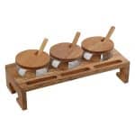 DISPLAY STAND BEECH WOOD WITH 3 JARS 20CL 29X12X9.5CM ESPIEL- DISCONTINUED