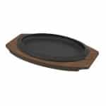 OVAL ENAMELLED CAST IRON PLATE WITH WOODEN TRAY 28X19CM ILSA ITALY