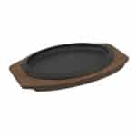 OVAL ENAMELLED CAST-IRON PLATE WITH WOODEN TRAY 28X19CM ILSA ITALY