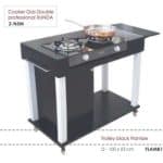 TROLLEY FLAMBE WOOD BLACK 100X53CM FOR 2 GAS BURNERS UNIQUE