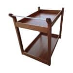 WOOD TROLLEY SERVICE IROKO TWO SHELVES WITH ONE HAND AND 4 WHEELS 90X56X85CM UNIQUE