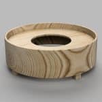 WOOD BASE ROUND W/ HOLE FOR INDUCTION HOB 45,5X16CM UNIQUE