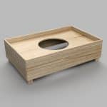 WOOD BASE RECTANGULAR W/ HOLE FOR INDUCTION HOB 55X35X16CM UNIQUE