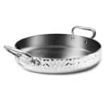 ALU INOX 3PLY INDUCTION HAMMERED FINISH OMELETTE PAN WITH TWO HANDLES 24X6.3CM AGNELLI ITALY