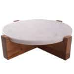 MARBLE FOOTED PLATTER ROUND WHITE 38X11.5CM ESPIEL