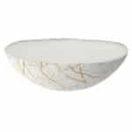 BUFFET GLASS BOWL 25.7X8.3CM MARBLE MILK WHITE VEINS METALLIC GOLD - BY ORDER