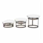 BUFFET SET OF 3 RISERS GOLD WITH BOWLS 25CM COLOR MARBLE GOLD VEINS WHITE - BY ORDER