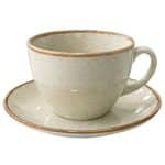 ESSENTIALS PORCELAIN REACTIVE CAPPUCCINO CUP 22CL SET WITH SAUCER GREEN KHAKI ESPIEL