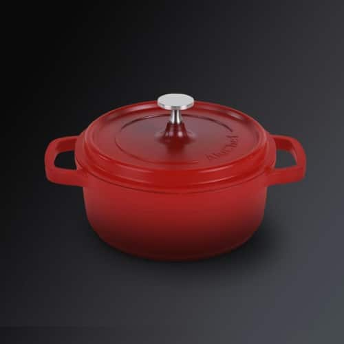 BUF-ALU-AP-2000-08.jpg ALUCHEF HIGH ROUND CASSEROLE POT WITH LID 20X8.3CM 2.4L RED - Image 1