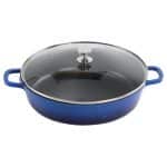 ALUCHEF SHALLOW ROUND CASSEROLE POT WITH GLASS LID 32X7.8CM 5.7L BLUE