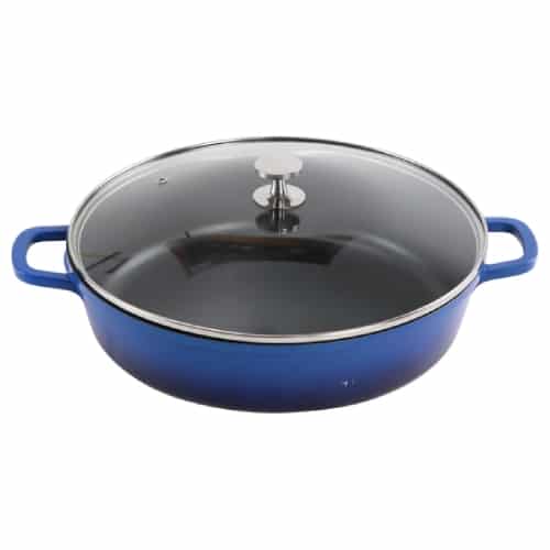 BUF-ALU-AP-3200-04.jpg ALUCHEF SHALLOW ROUND CASSEROLE POT WITH GLASS LID 32X7.8CM 5.7L BLUE - Image 1