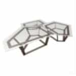 BUFFET STAND 78X70X15CM SET OF 3 POLYGONAL 3D RISERS WITH SLATTED GLASS TOP - BY ORDER