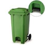 GARBAGE PEDAL BIN WITH WHEELS HEAVY DUTY 240L PLASTIC GREEN VIOSARP
