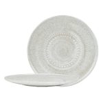 AZTEC STONEWARE WHITE FLAT PLATE EMBOSSED 20.5X1.5CM ESPIEL